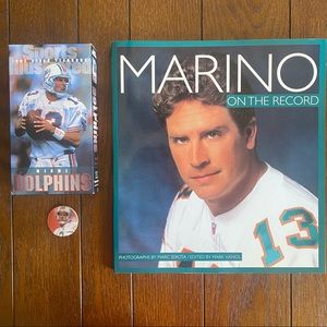 Bundle of Dan Marino Collectibles: Book, Dolphins VHS Tape and Dan Marino Pog